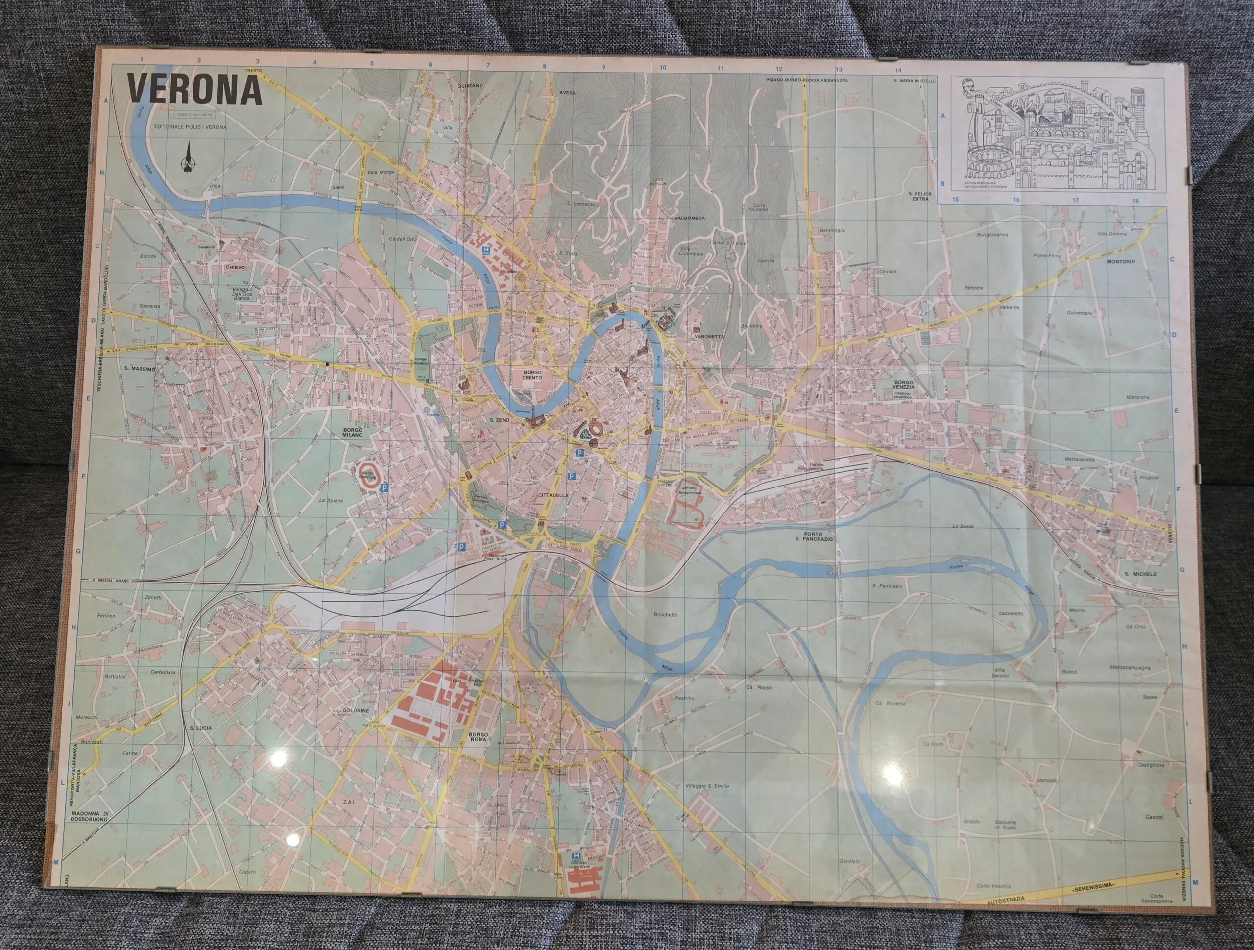 Cartina stradale vintage di Verona