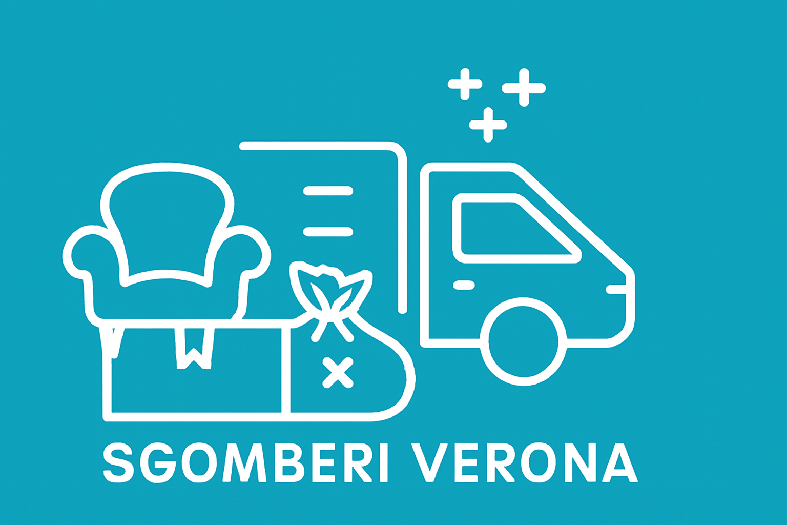 Immagine di un furgone per sgombero locali a Verona, con poltrona e sacchi di rifiuti trasportati.